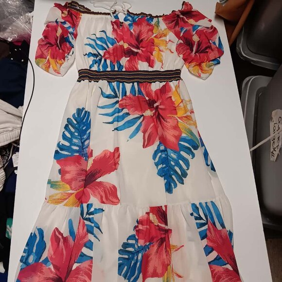 Jealous Tomato Women's Off Shoulder Floral Chiffon Long Dress - Picture 1 of 5